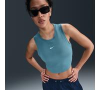 Nike Sportswear Chill Knit Women's Tight Cropped Mini-Rib Tank Top - Blue - Polyester/Lyocell/Elastane M (UK 12-14)