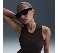 Nike Sportswear Chill Knit Women's Tight Cropped Mini-Rib Tank Top - Brown - Polyester/Lyocell/Elastane XL (UK 20-22)