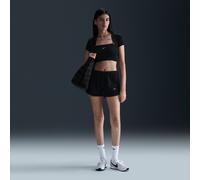 Nike Sportswear Chill Waffle Women's Mid-Rise 8cm (approx.) Shorts - Black - Cotton/Polyester XL (UK 20-22)