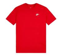 Nike Sportswear Club Embroidered Logo Sports Round Neck Short Sleeve Red AR4997-657 M