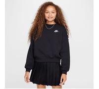 Nike Sportswear Club Fleece Girls' Boxy Crew-Neck Sweatshirt - Black - Cotton/Polyester L