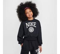 Nike Sportswear Club Girls' French Terry Crew-Neck Sweatshirt - Black - Cotton/Polyester XS