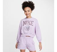 Nike Sportswear Club Girls' French Terry Crew-Neck Sweatshirt - Purple - Cotton/Polyester XS