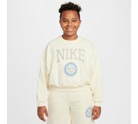 Nike Sportswear Club Girls' French Terry Crew-Neck Sweatshirt - White - Cotton/Polyester S