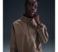 Nike Sportswear Collection Women's Oversized Twill 1/4-Zip Top - Brown - Cotton/Polyester/Elastane XS (UK 4-6)