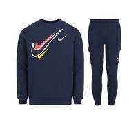 Nike Sportswear Mens Multi Swoosh Graphic Fleece Tracksuit Set, Navy Cotton - Size Medium