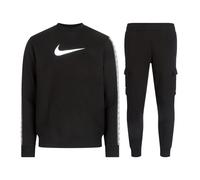 Nike Sportswear Mens Repeat Crew Fleece Tracksuit Black Cotton - Size Medium