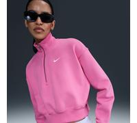 Nike Sportswear Phoenix Fleece Women's 1/4-Zip Cropped Sweatshirt - Pink - Cotton/Polyester L (UK 16-18)