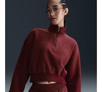 Nike Sportswear Phoenix Plush Women's Oversized 1/4-Zip Cropped Cosy Fleece Sweatshirt - Red - Polyester/Rayon XXL (UK 24-26)