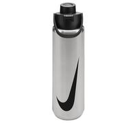 Nike SS Recharge Chug Bottle 24oz 709 ml Stainless Steel Water Bottle Sports Bottle Training Graphic, Brushed Stainless Steel/Black/Black