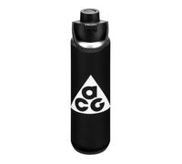 NIKE SS Recharge Chug Bottle 24oz 709 ml Stainless Steel Water Bottle Sports Bottle Training Fitness Graphic ACG, Black/Black/Summit White