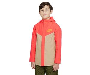 NIKE Storm Fit Older Kids Windrunner Jacket Neon Red Orange Unisex Boys Girls Youth Size X-Large XL 13-15 Years