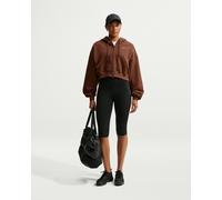 Nike Studio Fleece Cropped Full Zip Hoodie - Brown - Womens L