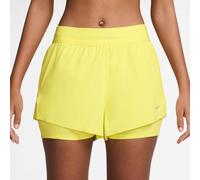 Nike Swift 2in1 Running Shorts Women - Lemon, Silver, Size L