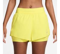 Nike Swift 2in1 Running Shorts Women - Lemon, Silver, Size XL