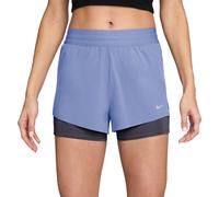Nike Swift Dri-FIT Mid Rise 2-in-1 Women's Shorts | UK S in Aluminium/Royal Tint/Reflective Silver