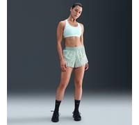 Nike Swift Women's Dri-FIT Mid-Rise 2-in-1 Printed Running Shorts - Green - Polyester/Elastane M (UK 12-14)