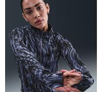 Nike Swift Women's Dri-FIT UV 1/2-Zip Printed Running Top - Blue - Polyester/Elastane XL (UK 20-22)