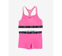 Nike Swim Logo Tape Racerback Swimsuit Pink Black Girl - M