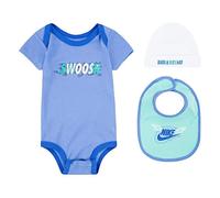 NIKE Swoosh Baby Set, Black, 3 Piece Bodysuit with Beanie and Bib, 0-6 Months