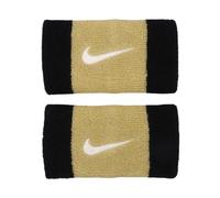Pair of Long Tennis Wristbands Nike Swoosh Double Wide Multiple Colours (Black/Team Gold/White)