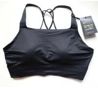 NIKE SWOOSH LUXE MEDIUM SUPPORT SPORTS GYM TRAINING BRA BLACK CJ0544-010 WOMEN L