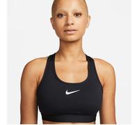 Nike Swoosh Medium Support Bra for Women - Black/White, Ideal for Running and Fitness