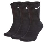 Nike SX7664 Mens Crew Socks Everyday Cushioned 3 Pack Dri-Fit Trainers - Black Cotton - One Size