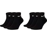 Nike SX7667 Short Socks 6 Pairs Men's Women's Ankle High White Black Value Set Everyday Cotton Cushioned Ankle Sports Socks Size 1 3 5 7 9 11 13 15 17 - White -