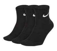Nike SX7677 Unisex Everyday Lightweight Training Ankle Socks Black 3 Pairs Cotton - Size X-Large
