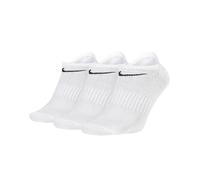 Nike SX7678 Unisex Everyday Lightweight Training No Show Socks White 3 Pair Cotton - Size Small
