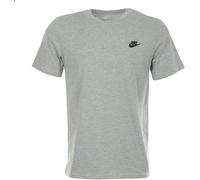 Nike T-Shirt Men Grey Black Sportswear Club Cotton Short Sleeve Casual Crew Neck
