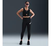 Nike Tempo Swoosh Run Women's High-Waisted 7/8 Running Leggings - Black - Printed Swoosh Logo On The Left Thigh M (UK 12-14)