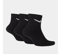 NIKE Unisex Performance Cushion Quarter Training Socks (3 Pairs), Black/White, Large