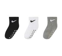 NIKE Toddler Girl's 3-Pairs Core Swoosh Black Grippy Socks Sz: 3-4.5 Fits 3C-7C