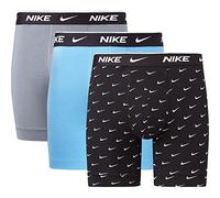 Nike Underwear Men's Essential Boxer Briefs 3-Pack - Supportive fit, Stretch material, High wearing comfort, Swoosh Print/Grey/Uni. Blue, XL