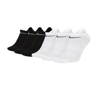 NIKE Unisex 6-Pack Sneaker Sports Socks White Black, Lightweight No Show