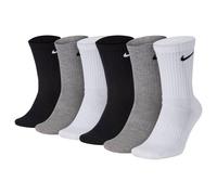 NIKE Unisex 6-Pack Sports Socks Everyday Cotton Cushioned Crew Solid