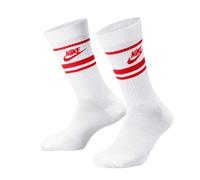 Nike Unisex Adult Sportswear Essential Everyday Crew Socks (Pack of 3) (White/Red) - Size UK 8-11