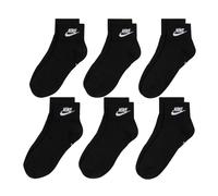 Nike Unisex Everyday Essential Ankle Socks 6 Pairs - Black Cotton - Size Large