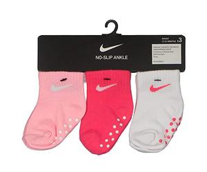 NIKE Unisex Kids Core Swoosh Gripper 3 Pairs Eu 18-23 SOCKS, Pink, Light Pink And White, 3 Years EU