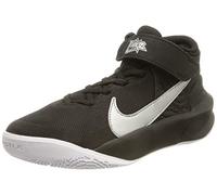 NIKE Unisex Kids Nike Team Hustle D 10 Flyease Gymnastics Shoe, Black Metallic Silver Volt White, 2.5 UK