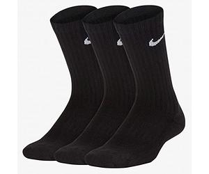NIKE Unisex Kids Performance Cushioned Crew Training Socks 3 Pair , Black/White, 122 UK