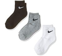 NIKE Unisex Kids Basic Pack Ankle 3pk Eu 27-35 SOCKS, Grey