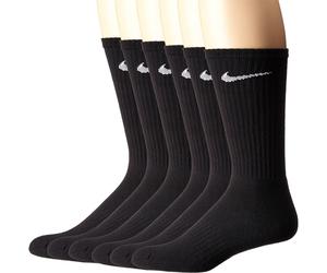 NIKE Unisex Performance Cushion Crew Socks with Band (6 Pairs) Black/White Large