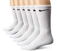 NIKE Unisex Performance Cushion Crew Socks with Band (6 Pairs), White/Black, Large
