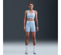 Nike Universa Women's High-Waisted 12.5cm (approx.) Biker Shorts with No Front Seam - Blue - Polyester/Elastane M (UK 12-14)