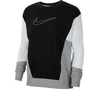 Nike W Nsw Crew Hbr ft Cb Long Sleeved T-Shirt - Black/White/Dark Grey Heather, Small