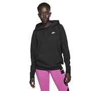Nike W Nsw Essntl Hoodie PO Flc Sweatshirt - Black/(White), Large