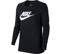 Nike W NSW TEE Essntl Ls Icon Ftra Long Sleeved T-Shirt - Black/(White), M